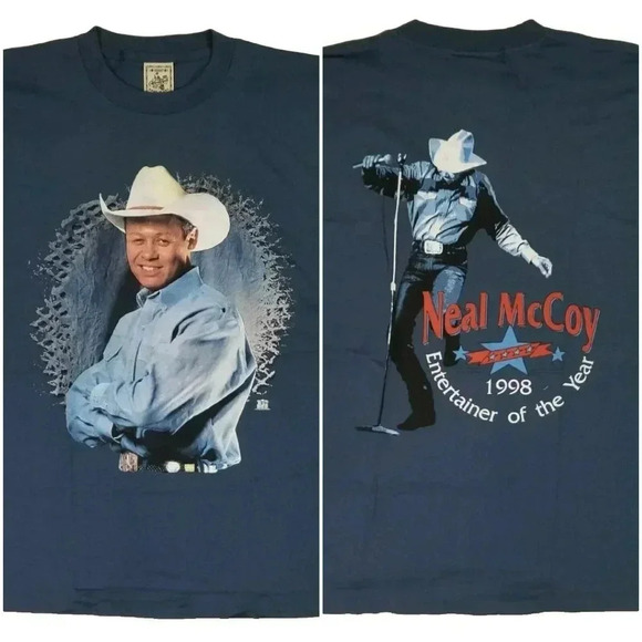 Vintage NEAL MCCOY 1998 Country Entertainer of the Year Double Sided T-Shirt L - Picture 1 of 9